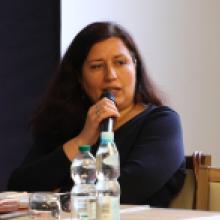 Aldona Kucner (Q-Aldo) podczas wypowiedzi na spotkaniu